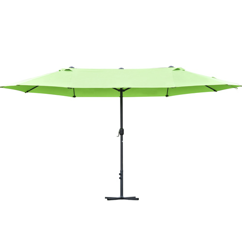 Outsunny 4.6M Sun Umbrella Canopy Double-sided Crank Sun Shade w/ Cross Base Green