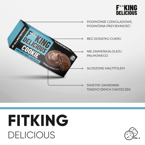 Allnutrition Fitking Delicious Cookie Double Chocolate Kruche Ciasteczka 128g