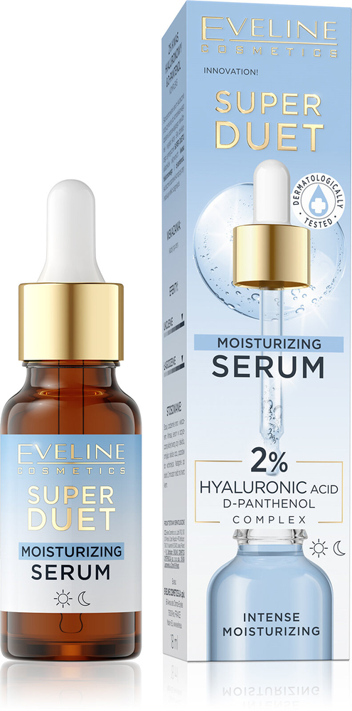 Eveline Super Duet Skoncentrowane Serum Nawilżające 2% Kwas Hialuronowy 18ml