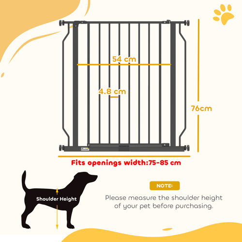 PawHut Extra Wide Dog Gate, with Door Pressure, for Doorways, Hallways, Staircases - Black