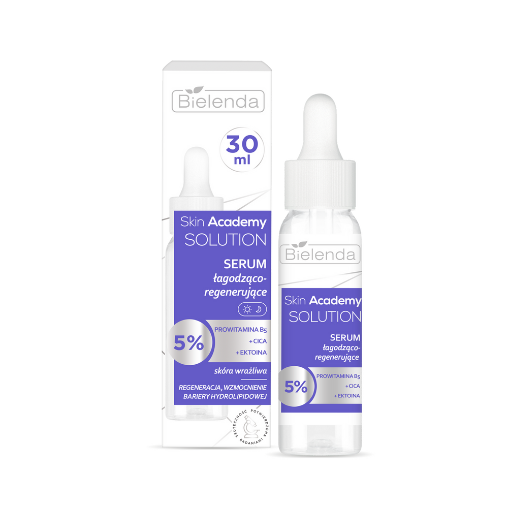 Bielenda Skin Academy Solution Serum Łagodząco - Regenerujące 5% Provitamina B5 Cica i Ektoina dla Skłóry Wrażliwej  30ml