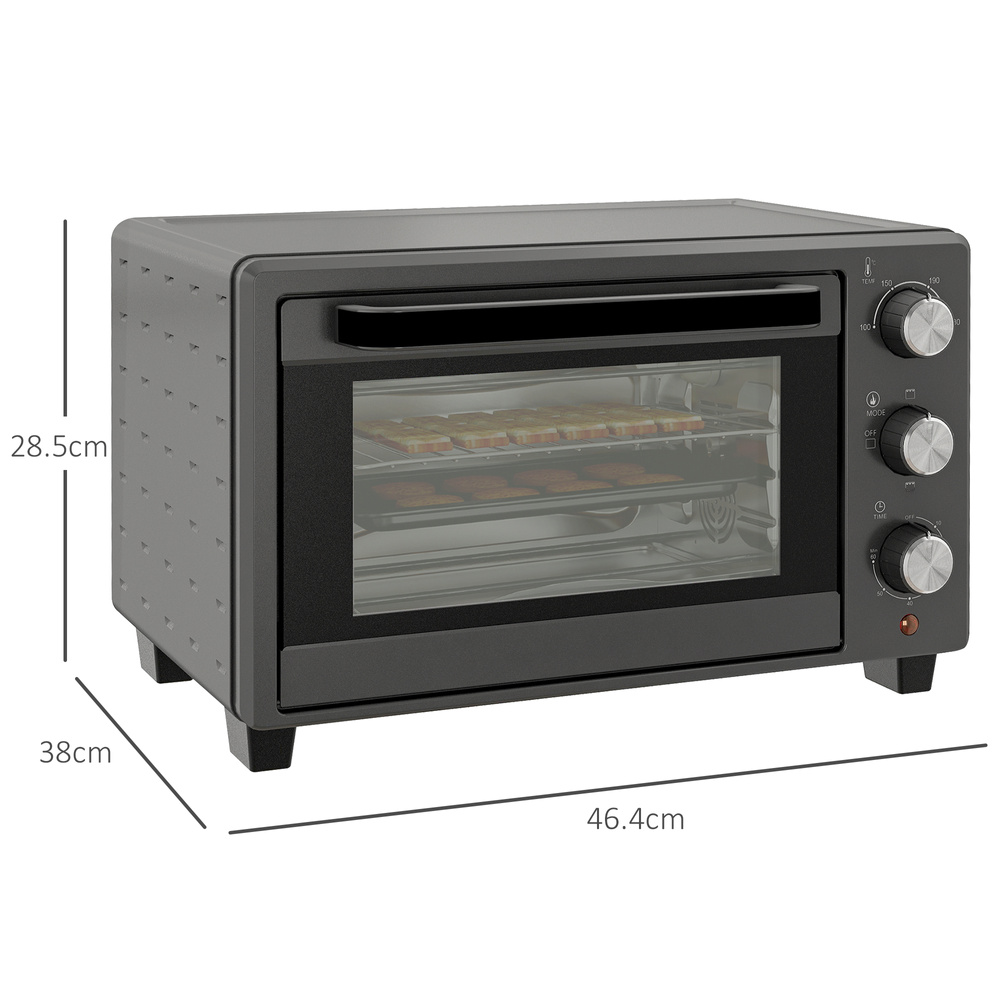 HOMCOM 21L Mini Countertop Oven, 100°C-230°C Adjustable Temp - Grey