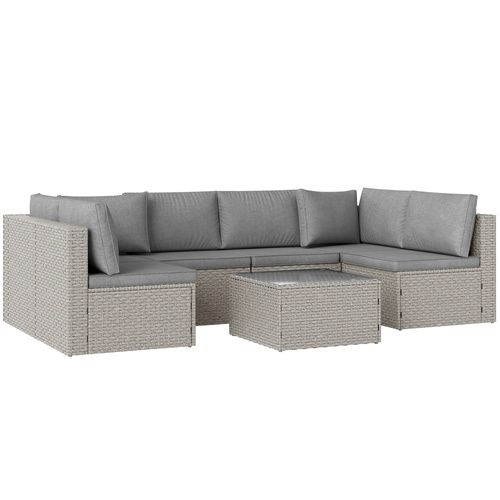 Outsunny Seven-Piece Modular Rattan Set - Grey