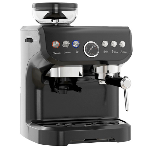 HOMCOM 15 Bar Coffee Machine, with Adjustable Grind, Steamer and Accessories - Black