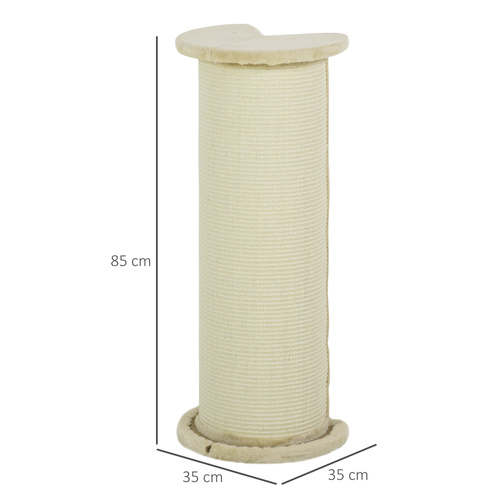 PawHut 85cm Tall Cat Scratching Post, with Sisal Rope, Soft Plush, Anti Tip - Beige