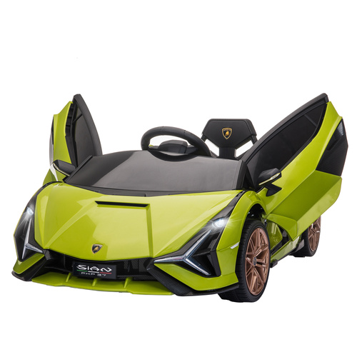 HOMCOM Lamborghini Sian Licensed 12V Electric Car for Kids 2 Motors Toy Car with Remote Control Music Lights MP3 for 3-5 Years Green
