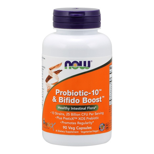 Now Foods Probiotic-10 & Bifido Boost Wspiera Układ Pokarmowy 90 Kapsułek