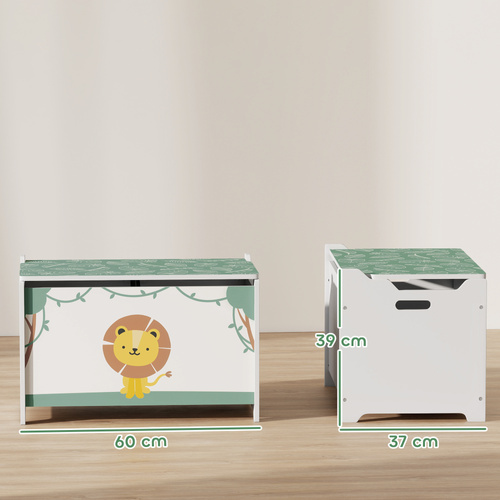 AIYAPLAY Toy Box with Lid, Safety Hinges and Groove Handles, Toy Storage organiser for Kids, Living Room, Playroom, Green