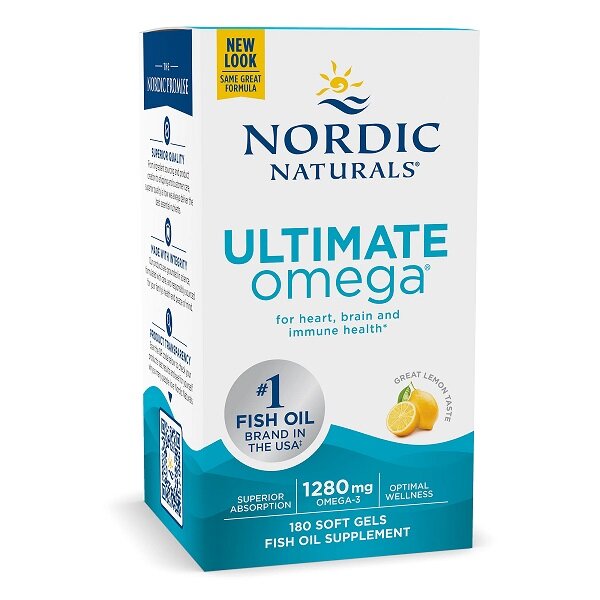 Nordic Naturals Ultimate Omega 1280mg Kwasy Tłuszczowe Omega Smak Cytrynowy 180 Kapsułek