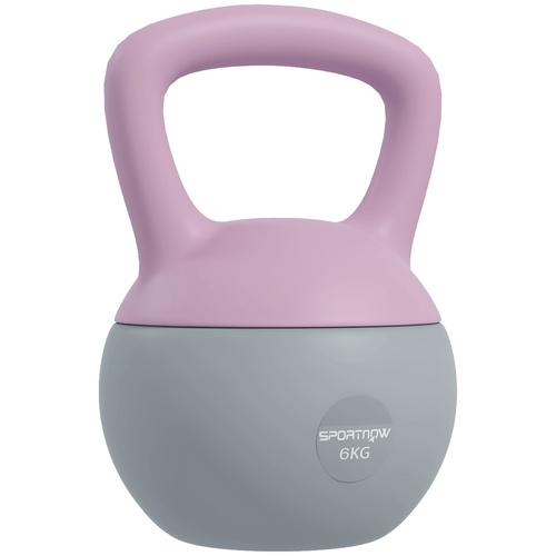 SPORTNOW 6KG Soft Kettlebell, Kettle Bell with Non-Slip Handle for Home Gym, Weight Lifting, Strength Training, Purple/Grey
