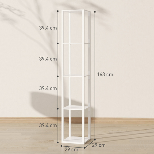 HOMCOM Floor Lamp with Shelves and 3 Brightness Levels - White