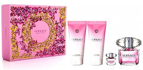 Versace Bright Crystal Gift Set 90ml EDT + 100ml Body Lotion + 100ml Shower Gel + 5ml EDT Set for Women 1 Piece