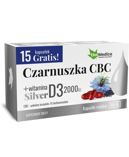 EkaMedica Czarnuszka CBC Silver 75 Kapsułek – Suplement z Witaminą D Best Before 31.10.26