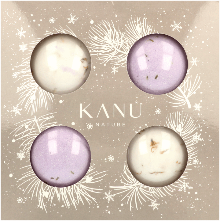 Kanu Nature Gray Bath Bombs Set Two Balls with Mango Scent and Two Balls with Calendula Scent 4x160g