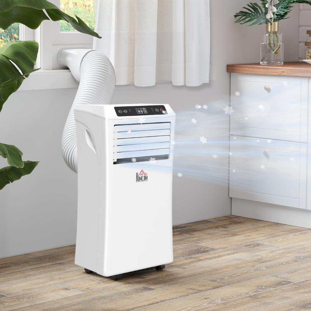 HOMCOM 10000 BTU Air Conditioning Unit, 3-in-1 Portable Air Conditioner, Dehumidifier, Cooling Fan with Remote Control, Digital Display, 2 Speeds, 24H Timer, Window Venting Kit, 30m²