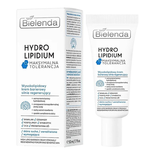 Bielenda Hydro Lipidium Maksymalna Tolerancja Wysokolipidowy Krem Barierowy Silnie Regenerujący 50ml