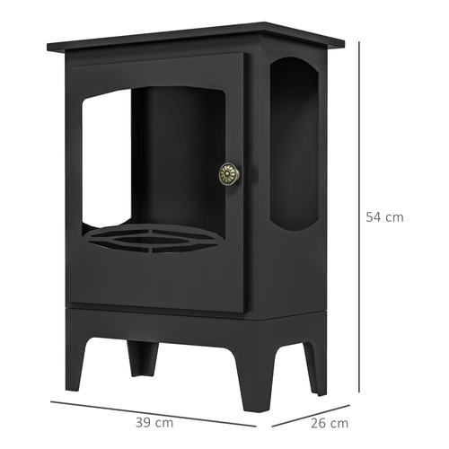 HOMCOM Freestanding Ethanol Fireplace, Steel Bioethanol Fireplace with Stainless Steel Flame Snuffer, 0.9L Tank, 3 Hours Burning Time for Indoor, Black