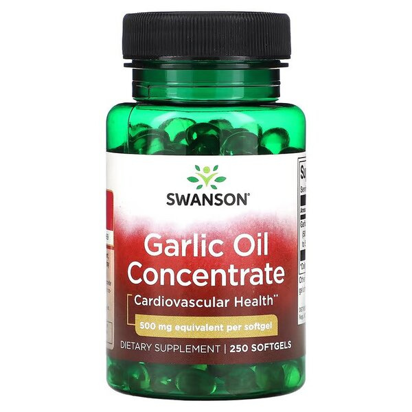 Swanson Garlic Oil Concentrate 500mg for Cardiovascular and Immune Support 250 Softgels