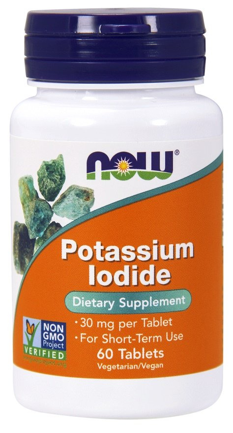 NOW Foods Jodek Potasu 30mg Na Wsparcie Tarczycy 60 Tabletek