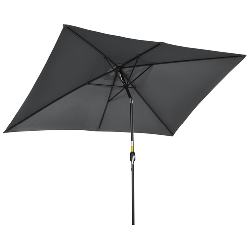 Outsunny 3x2m Patio Parasol Garden Umbrellas Canopy with Aluminium Tilt Crank Rectangular Sun Shade Steel, Black