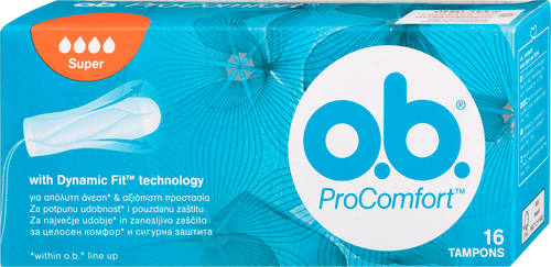 O.B. Pro Comfort Super Easy Application Tampons 16 Pieces