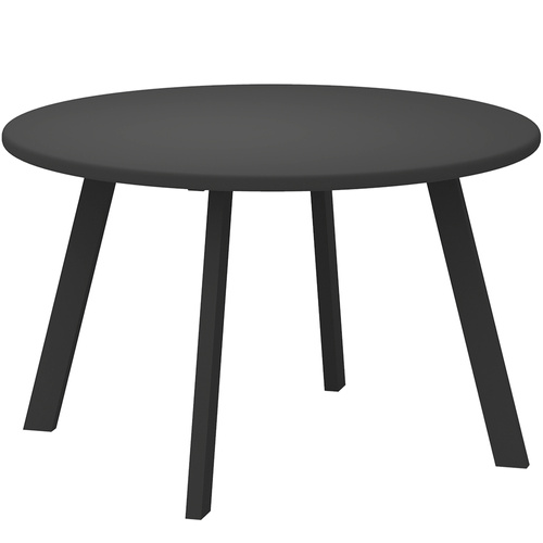 Outsunny 70cm Round Coffee Table, Outdoor Garden Table with Non-Slip Foot Pads and Metal Frame for Garden, Terrace, Balcony, Living Room, Black