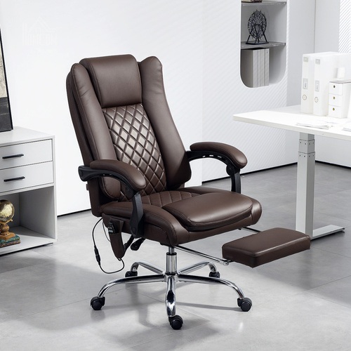 HOMCOM Executive Office Chair with 6-point Massage and Heat - Dark Brown