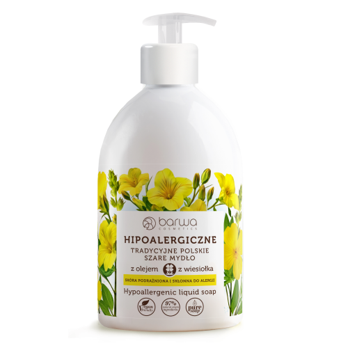 Barwa Hypoallergenic Gray Liquid Soap with Evening Primrose for Delicate Skin 500ml
