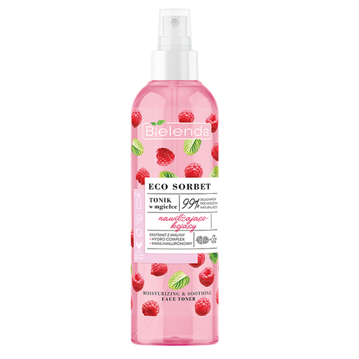 Bielenda Eco Sorbet Raspberry Moisturizing and Soothing Mist Tonic Water for Sensitive Skin 200ml