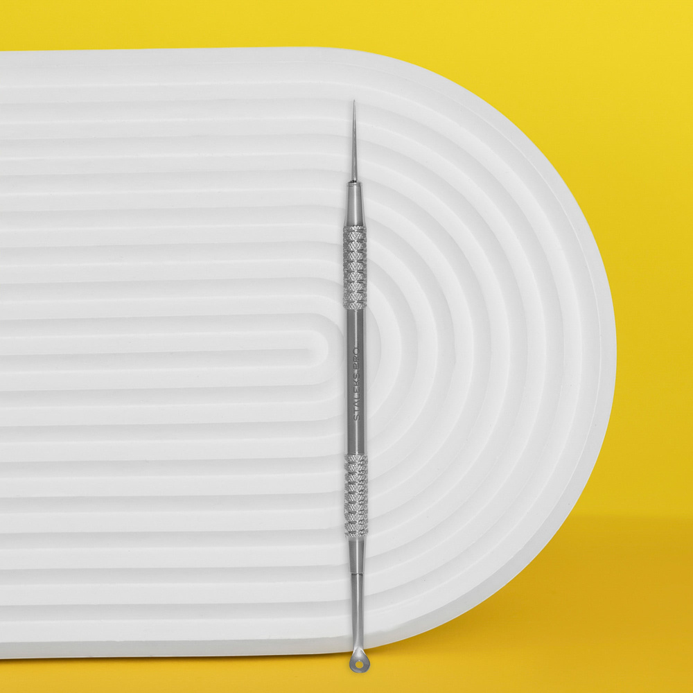 Staleks Pro Expert 21 Type 4 Double‑Ended Facial Cleansing Tool Uno Spoon Large Hole + Straight Vidal Needle 143mm