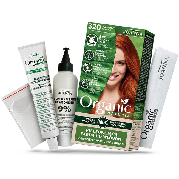 Joanna Organic Vegan Pielęgnująca Farba do Włosów 320 Płomienny 1 szt
