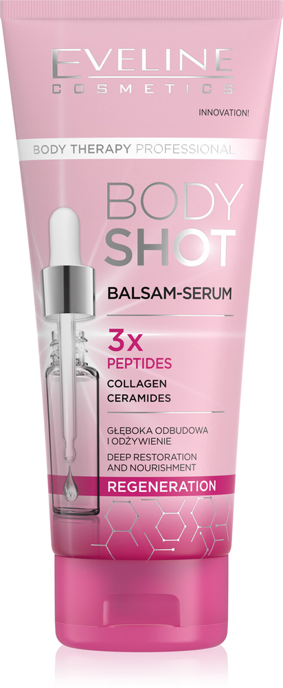 Eveline Body Shot Regenerating Balm-Serum 3x Peptides Collagen Ceramides for Dry Skin Lacking Elasticity 200ml