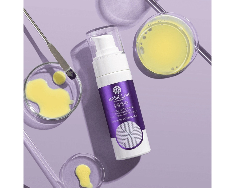 BasicLab Dermocosmetics Correcting Serum with Retinal 0.07% Phytosphingosine and Carnosine 2.0 Reduction and Stimulation for Problematic Skin 30ml