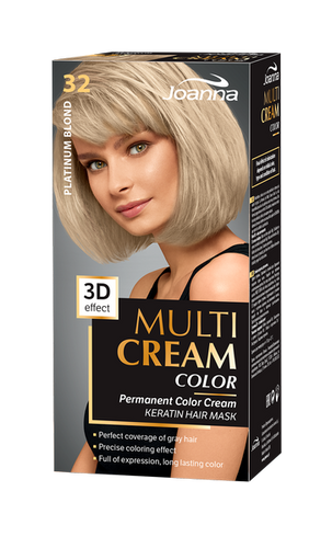 Joanna Multi Cream Trwały Intensywny Kolor Włosów Farba Pielęgnująca 32 Platynowy Blond 60x40x20g