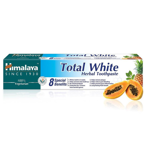 Himalaya 100% Vegetarian Total White Herbal Wybielająca Pasta do Zębów o Zaawansowanej Ziołowej Formule 75ml