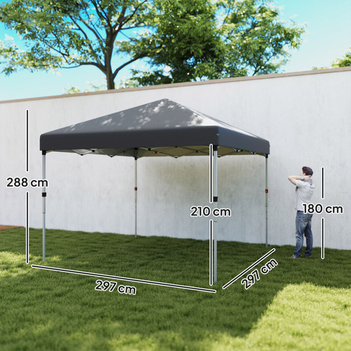 Outsunny 3 x 3 (M) Pop Up Gazebo, UPF 30+ with 2 Sidewalls, Leg Weight Bags and Wheeled Bag, Height Adjustable Party Tent Event Shelter for Garden, Patio, Dark Grey