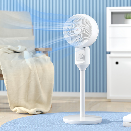 HOMCOM 9" Pedestal Fan, 70° Oscillation 90° Vertical Tilt Oscillating Air Circulator with 3 Speeds, Standing Fan for Home Office, Bedroom, White