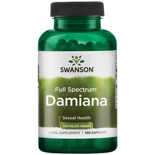 Swanson Damiana 510mg na Układ Trawienny i Moczowy 100 Kapsułek