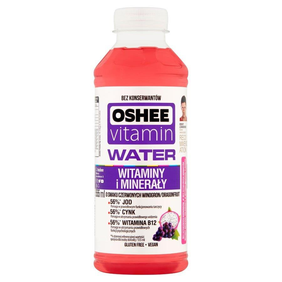 Oshee Vitamin Water Napój Niegazowany o Smaku Czerwonych Winogron i Dragonfruit 555ml