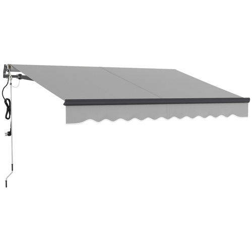 Outsunny 3 x 2.5m Electric Awning with Remote Controller, Aluminium Frame DIY Retractable Awning, UV30+ Sun Shade Canopy for Garden Patio Deck Door Window, Light Grey