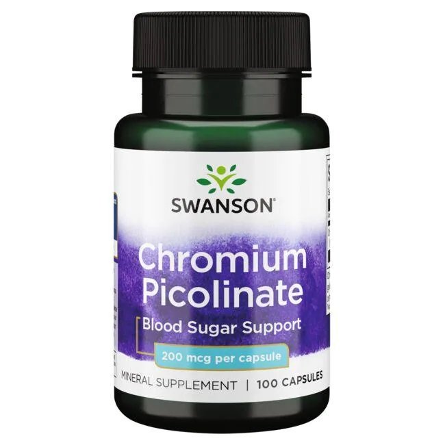 Swanson Pikolinian Chromu 200mcg na Poziom Cukru 100 Kapsułek