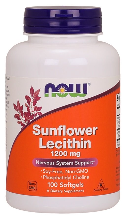 Now Foods Sunflower Lecithin 1200mg Lecytyna z Nasion Słonecznika 100 Kapsułek