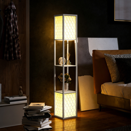 HOMCOM Duo Light Floor Shelves - White