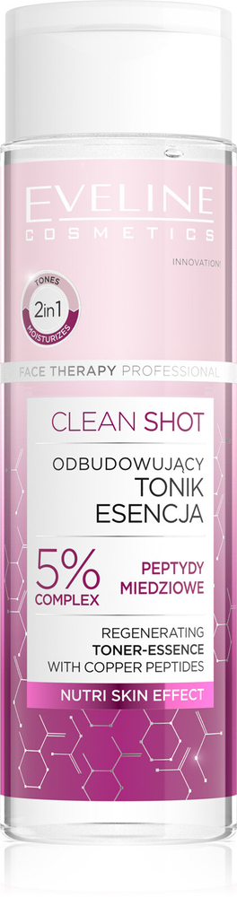 Eveline Clean Shot Odbudowujący Tonik-Esencja z Peptydami Miedziowymi 200ml