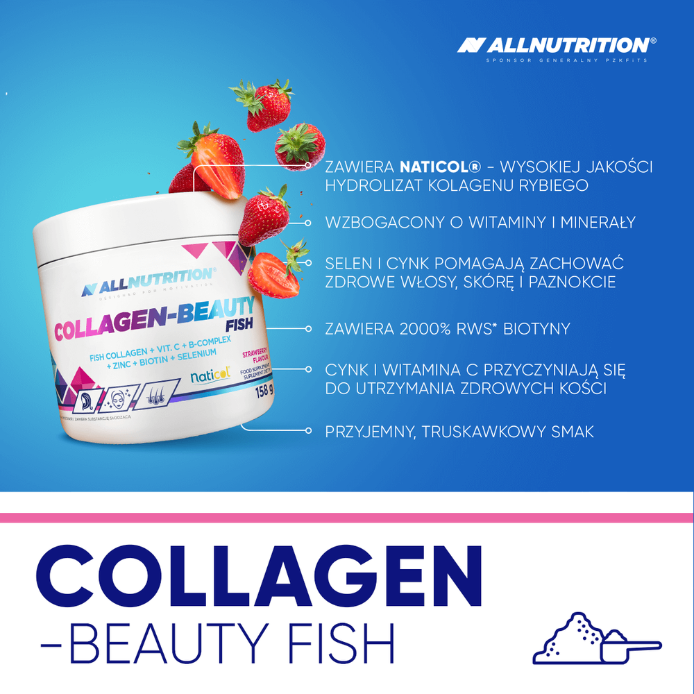 Allnutrition Collagen-Beauty Peptydy Kolagenu Morskiego Truskawka 158g