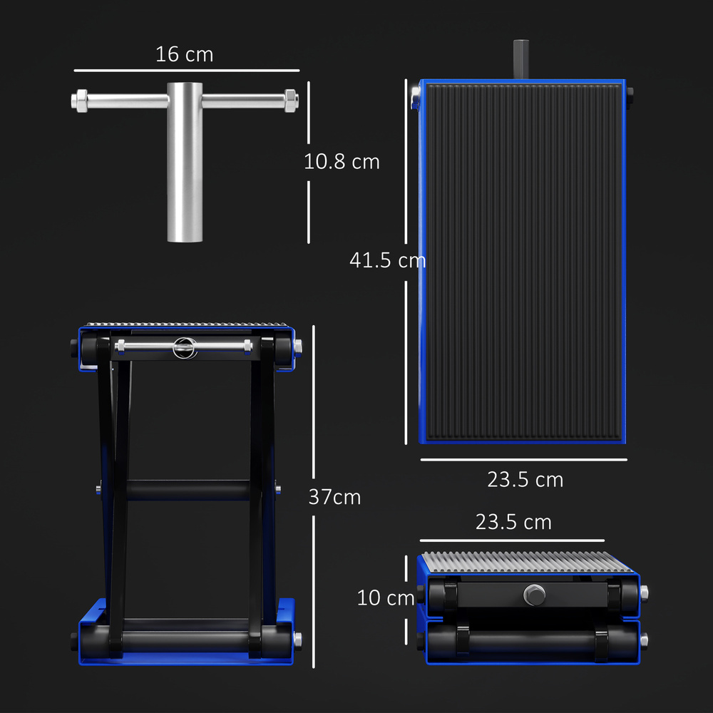 DURHAND 500KG Motorcycle Lift Scissor Jack, Height Adjustable Motorbike Stand with Anti-Slip Wide Deck, Heavy Duty Steel Motorbike Repair Lift Hoist Stand for Home Garage, Blue