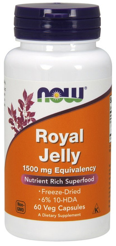 Now Foods Mleczko Pszczele 1500mg Equivalency Wspomaga Układ Odpornościowy i Krążenia 60 Kapsułek