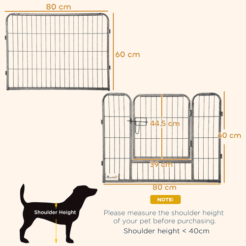 PawHut 16 Panels Heavy Duty Puppy Playpen, for Small Dogs, Indoor and Outdoor Use - Grey