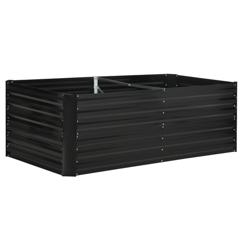 Outsunny Raised Beds for Garden, Galvanised Steel Outdoor Planters with Multi-reinforced Rods, 180 x 90 x 59 cm, Black