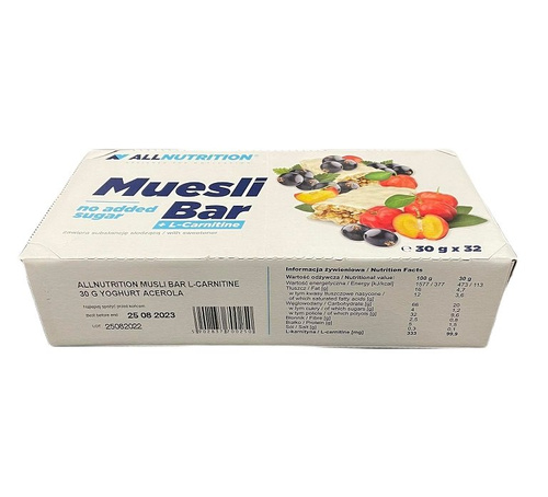 Allnutrition Muesli Bar zawierający L-karnitynę Jogurt i Acerola 30g x 32